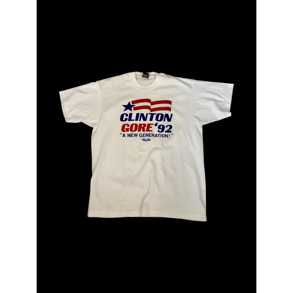 Vintage 90s Single Stitch Clinton Gore Gone USA President‎ Tshirt Sz XL